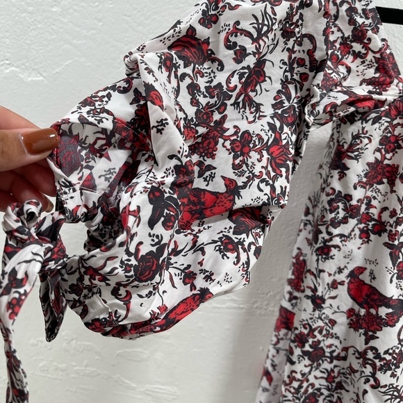 Caroline Constas Gabriella Off-the-Shoulder Bird & Floral Bustier Top - Picture 6 of 6